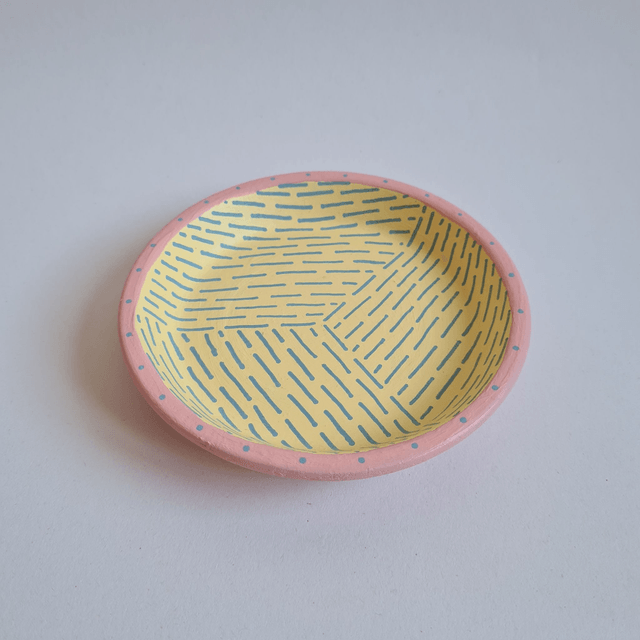 Terracota dish painted with acrylics