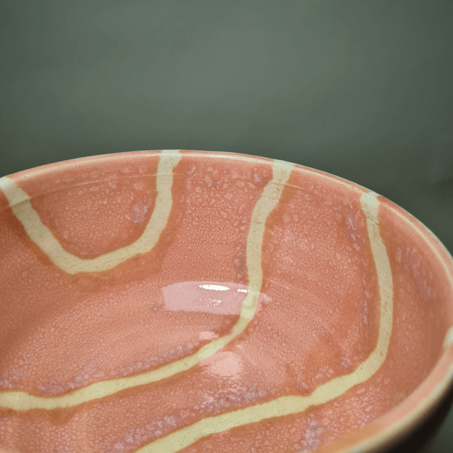 Handmade ceramic - Pink with white lines