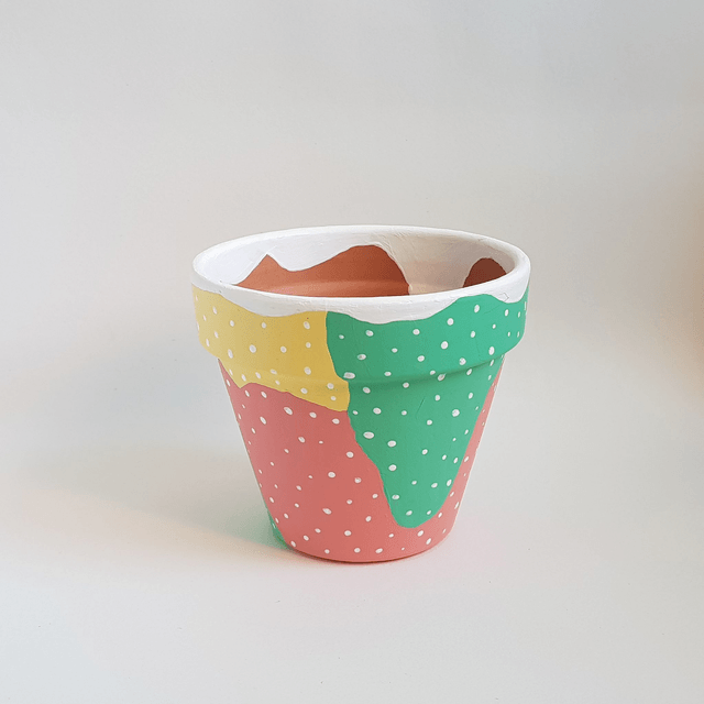 Plant Pot #3 - Terracota dish with acrylics