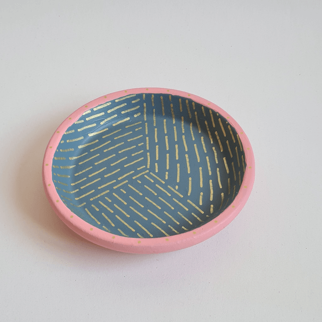 Terracota dish painted with acrylics