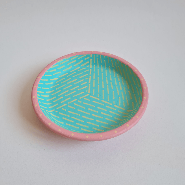 Terracota dish painted with acrylics