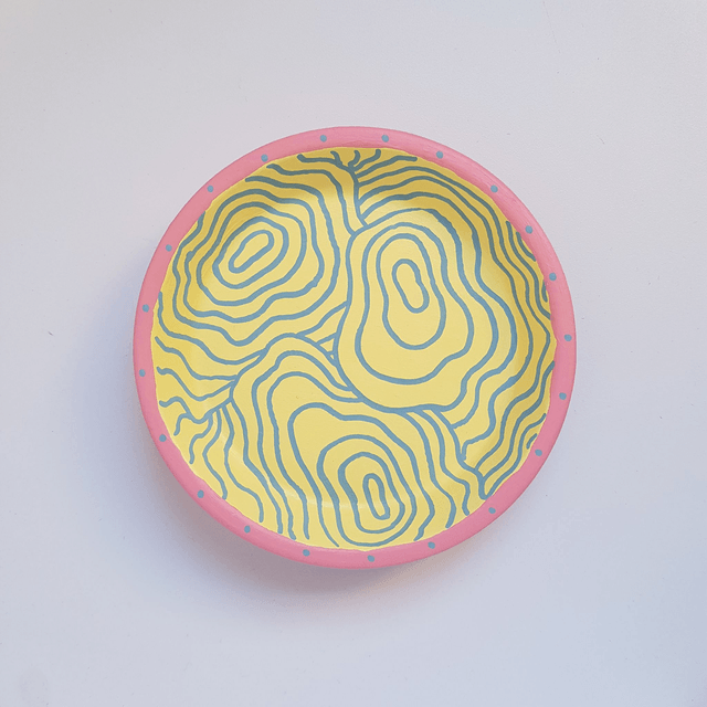 Terracota dish painted with acrylics