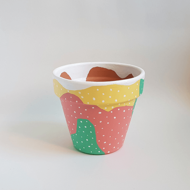 Plant Pot #3 - Terracota dish with acrylics