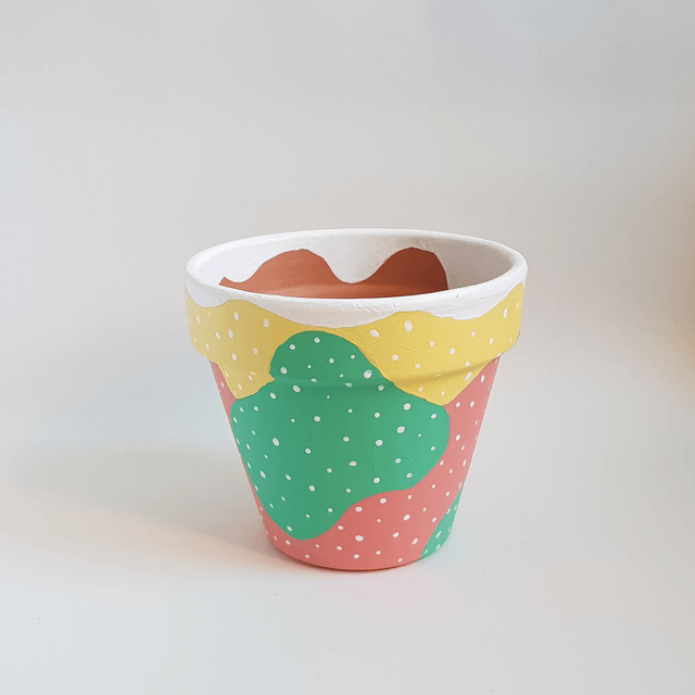 Plant Pot #3 - Terracota dish with acrylics