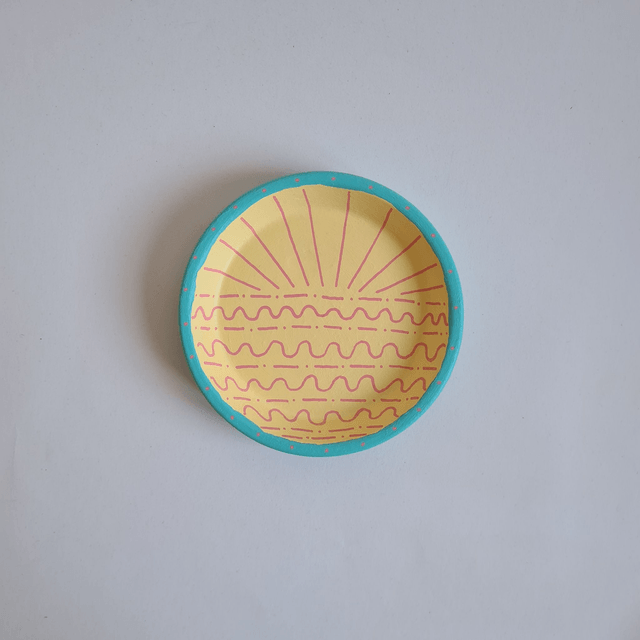 Terracota dish painted with acrylics