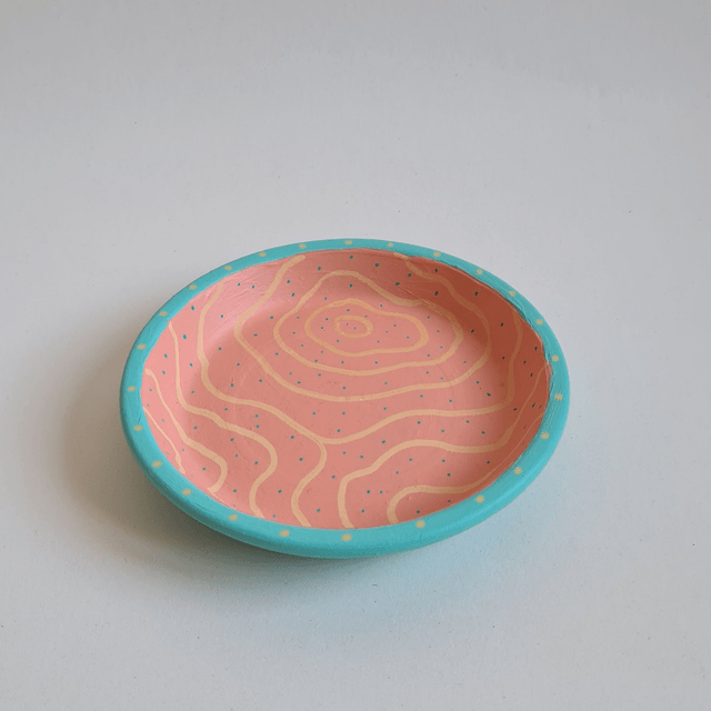 Terracota dish painted with acrylics