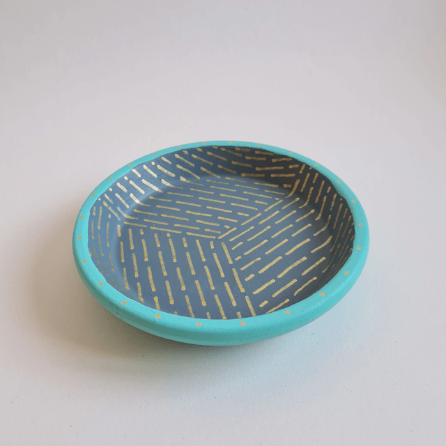 Terracota dish painted with acrylics