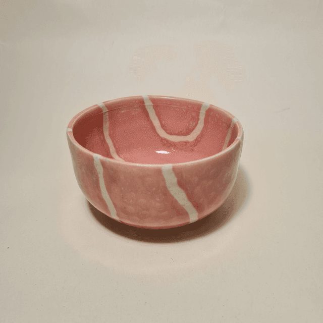 Handmade ceramic - Pink with white lines