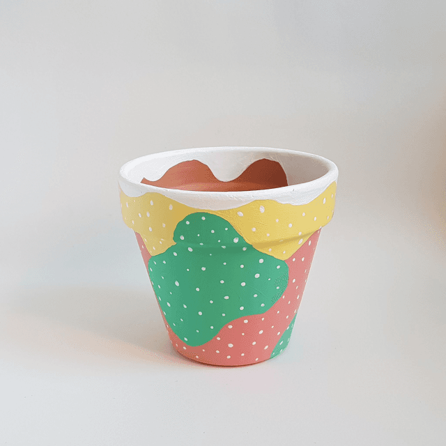 Plant Pot #3 - Terracota dish with acrylics